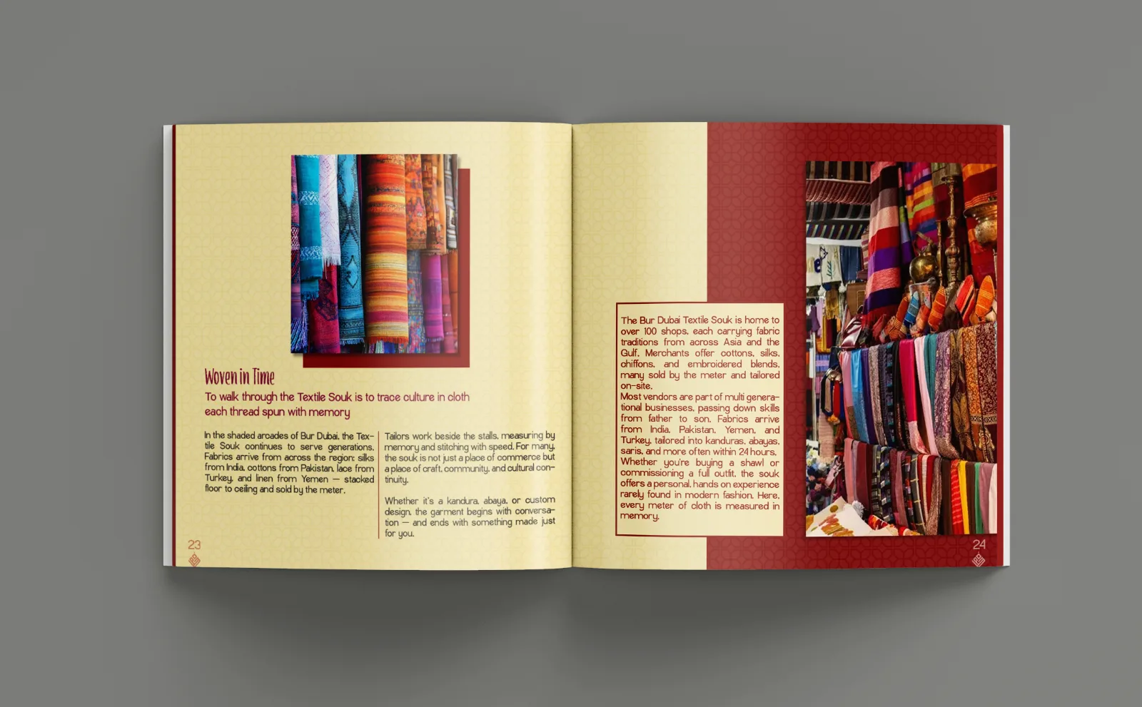 Textile Souk spread, Woven in Time