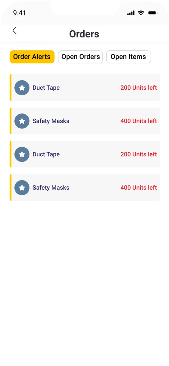 Order alerts